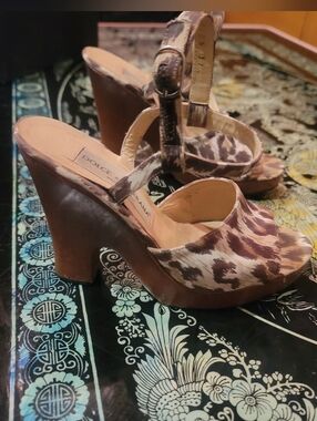 DOLCE & GABBANA 90'S Leapard Print Wood Platforms